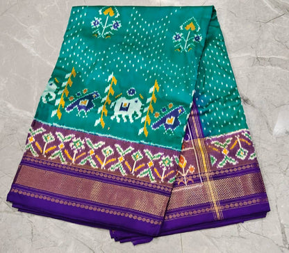 Handcrafted Pure Pochampally Ikat Silk Saree with Blouse Piece