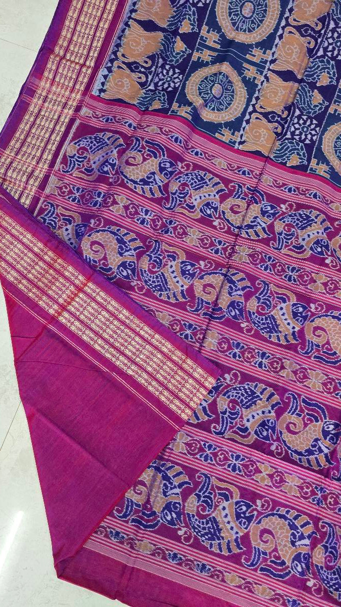 Cotton silk mix combination sambalpuri bapta pata saree