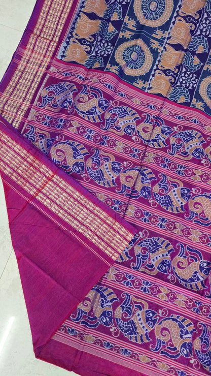 Cotton silk mix combination sambalpuri bapta pata saree