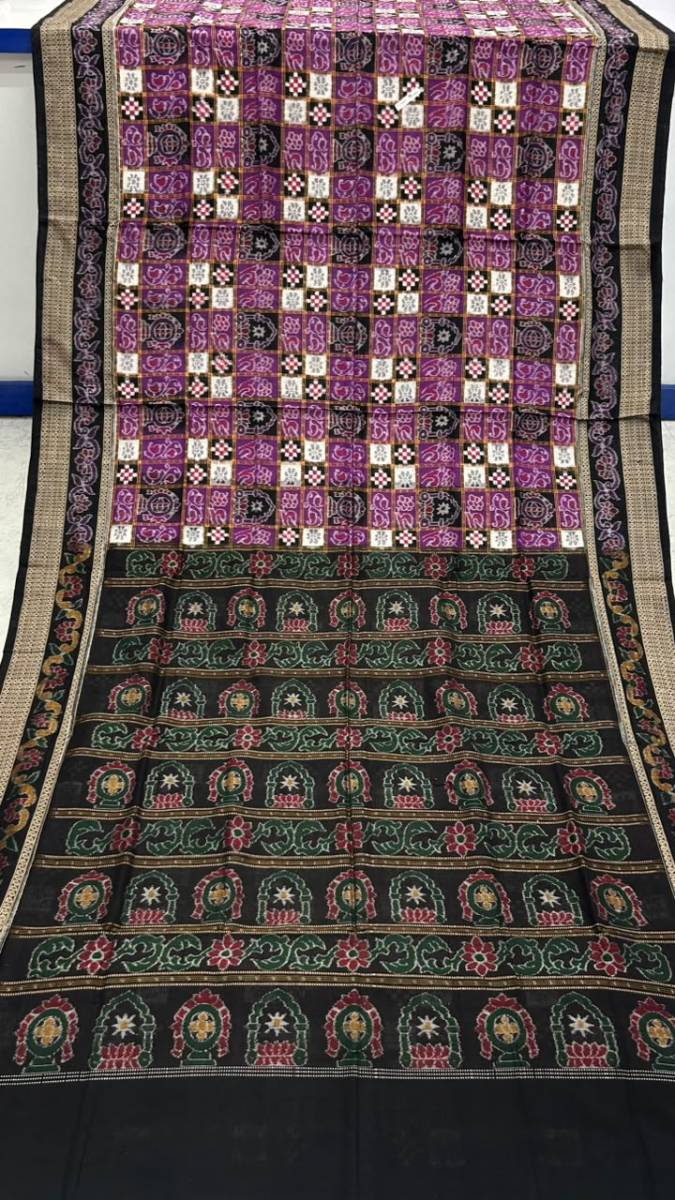 Sambalpuri cotton pasapali desing rani and black combinations