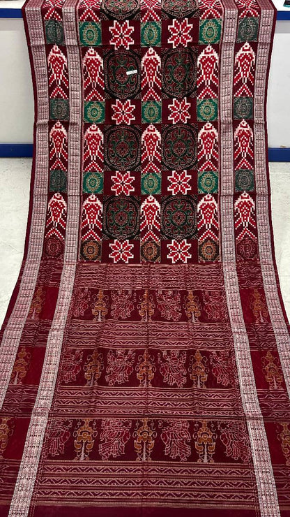 Merron red and green combinations high quality pasapali Sambalpuri saree