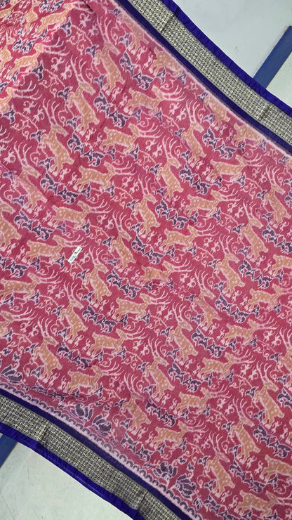 Cotton silk mix combination sambalpuri bapta pata saree