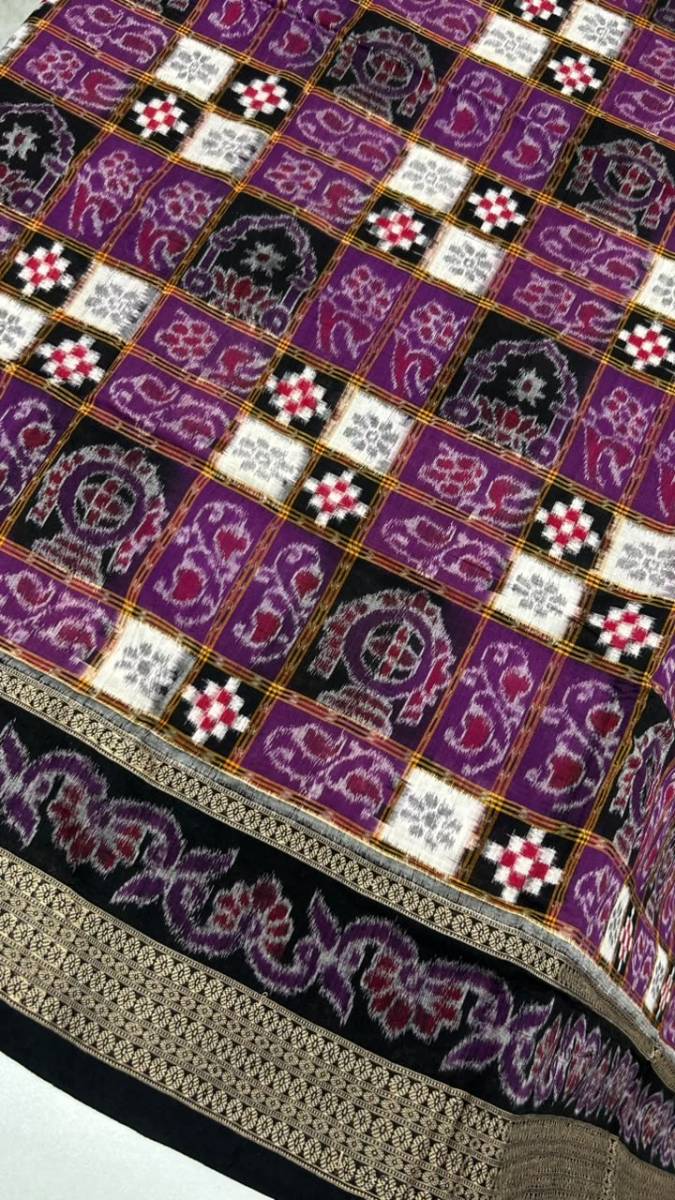 Sambalpuri cotton pasapali desing rani and black combinations
