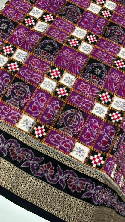 Sambalpuri cotton pasapali desing rani and black combinations
