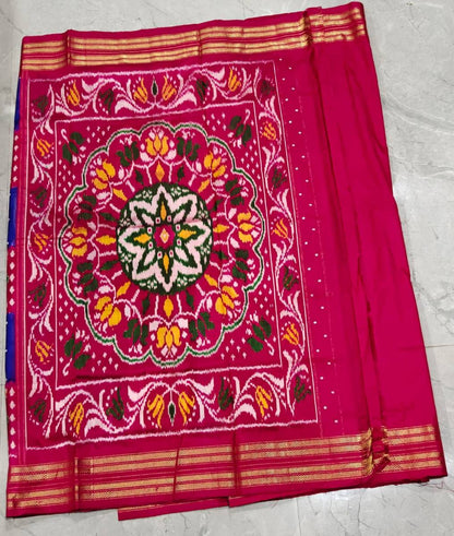 Handcrafted Pure Pochampally Ikat Silk Saree with Blouse Piece