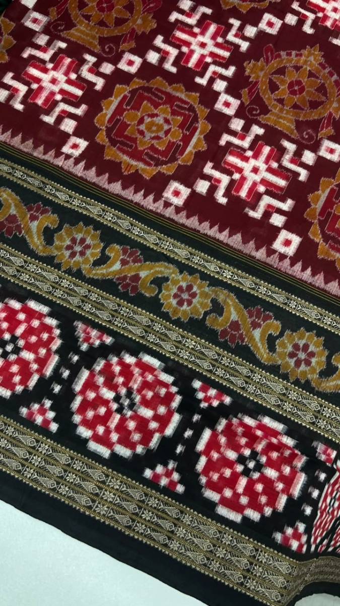 Maroon and black combination body and border totally work pasapali with blouse.