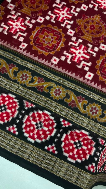 Maroon and black combination body and border totally work pasapali with blouse.