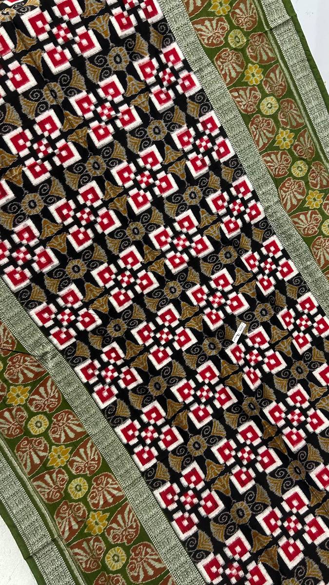 Double border black and green red combinations Sambalpuri saree