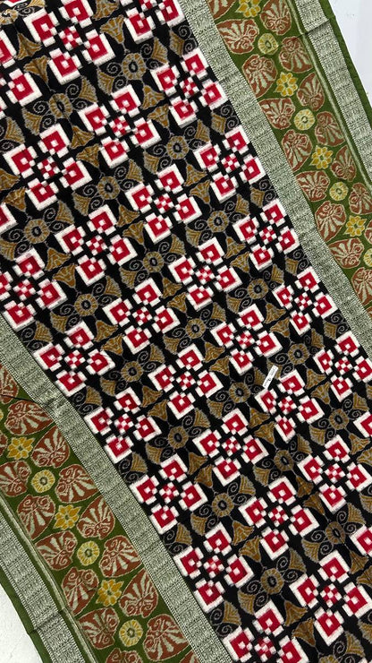 Double border black and green red combinations Sambalpuri saree
