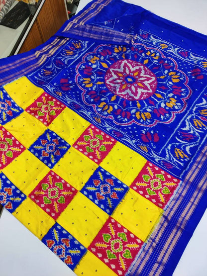 Handcrafted Pure Pochampally Ikat Silk Saree with Blouse Piece