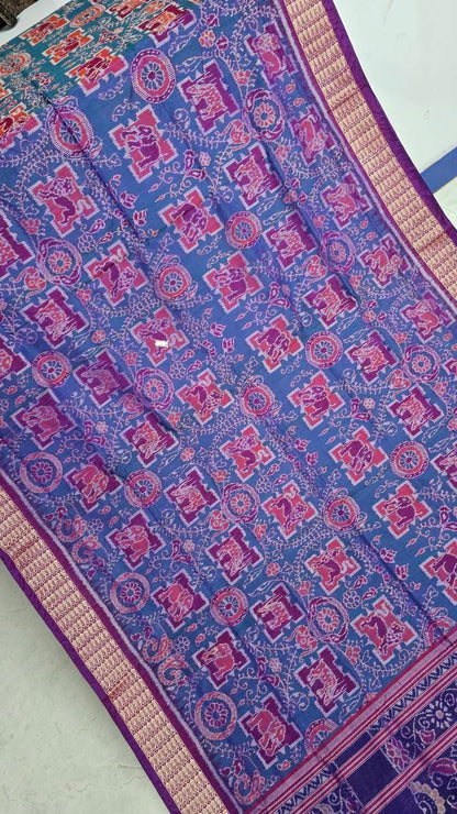 Cotton silk mix combination sambalpuri bapta pata saree