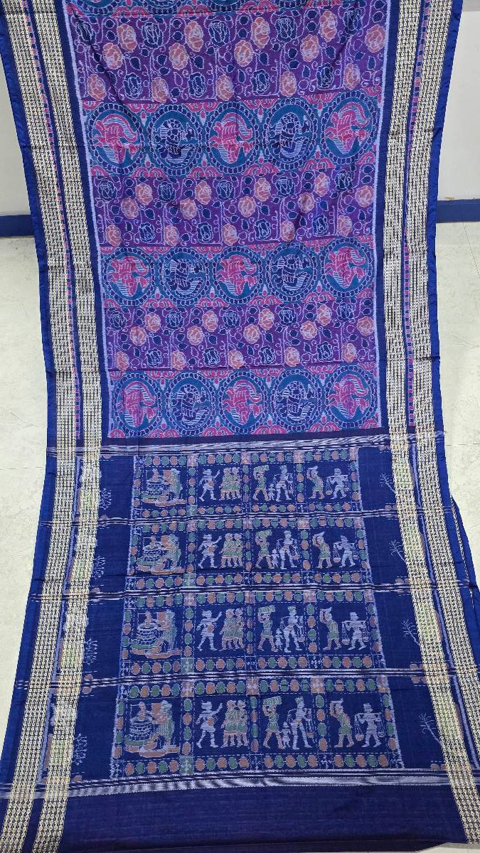 Cotton silk mix combination sambalpuri bapta pata saree