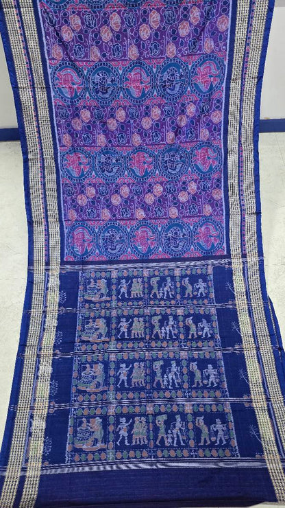 Cotton silk mix combination sambalpuri bapta pata saree