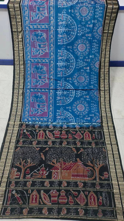 Sambalpuri elephant + terakota desing mix with blouse desing