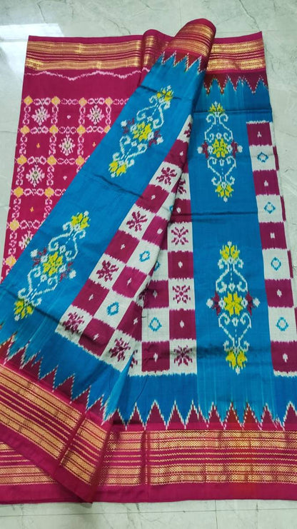 Handcrafted Pure Pochampally Ikat Silk Saree with Blouse Piece