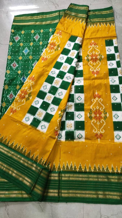 Handcrafted Pure Pochampally Ikat Silk Saree with Blouse Piece