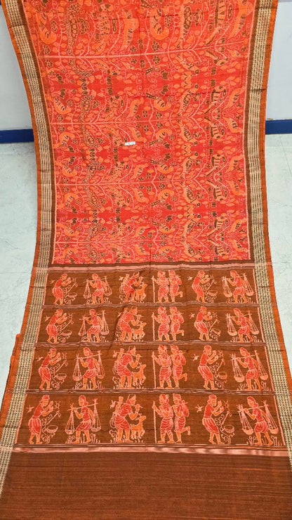 Cotton silk mix combination sambalpuri bapta pata saree